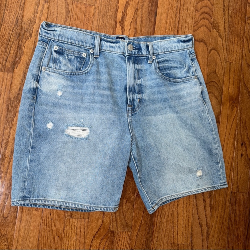 GAP Light Blue Distressed Jean Shorts